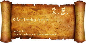 Kálnoky Erik névjegykártya